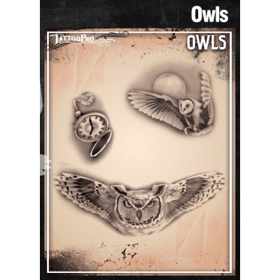 Airbrush Tattoo Pro Stencil Owls